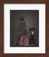 Framed Black Cat and Rottweiler