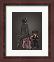 Framed Black Cat and Rottweiler