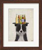 Framed Border Collie Black White Beer Lover