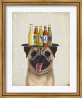 Framed Pug Fawn Beer Lover