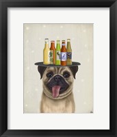 Framed Pug Fawn Beer Lover