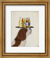 Framed King Charles Spaniel Brown White Beer Lover