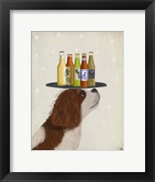 Framed King Charles Spaniel Brown White Beer Lover