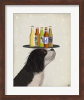 Framed King Charles Spaniel Black White Beer Lover