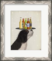 Framed King Charles Spaniel Black White Beer Lover