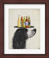Framed Springer Spaniel Black White Beer Lover