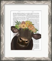 Framed Cow with Flower Crown 1 Book Print