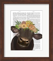 Framed Cow with Flower Crown 1 Book Print