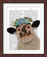 Framed Cow with Flower Crown 2 Book Print