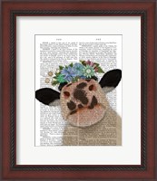 Framed Cow with Flower Crown 2 Book Print