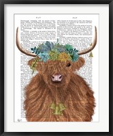 Framed Highland Cow Bohemian 1 Book Print