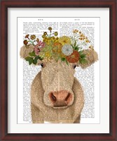 Framed Cow Cream Bohemian 1 Book Print