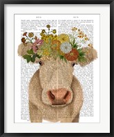 Framed Cow Cream Bohemian 1 Book Print