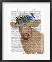 Framed Cow Cream Bohemian 2 Book Print
