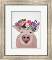 Framed Pig and Flower Crown