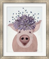 Framed Pig and Lilac Flowers