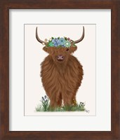 Framed Highland Cow with Flower Crown 2, Full