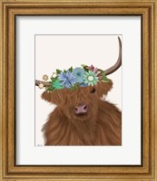 Framed Highland Cow with Flower Crown 2, Portrait
