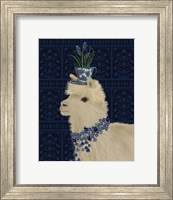 Framed Llama Teacup and Blue Flowers