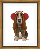 Framed Christmas Des - Basset Hound and Ear Muffs
