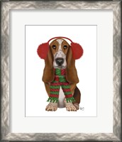 Framed Christmas Des - Basset Hound and Ear Muffs