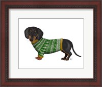 Framed Christmas Des - Dachshund and Christmas Sweater