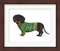 Framed Christmas Des - Dachshund and Christmas Sweater