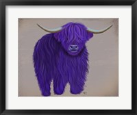 Framed Highland Cow 5, Purple, Full