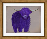Framed Highland Cow 5, Purple, Full