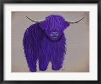 Framed Highland Cow 5, Purple, Full