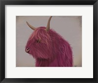 Framed Highland Cow 4, Pink, Portrait
