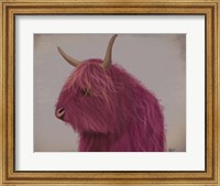 Framed Highland Cow 4, Pink, Portrait