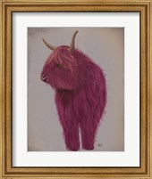 Framed Highland Cow 4, Pink, Full