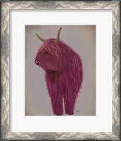 Framed Highland Cow 4, Pink, Full