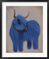 Framed Highland Cow 2, Blue, Full