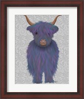 Framed Highland Cow 7, Purple, Full
