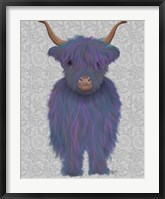 Framed Highland Cow 7, Purple, Full