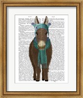 Framed Donkey Blue Hat and Scarf Book Print