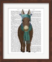 Framed Donkey Blue Hat and Scarf Book Print