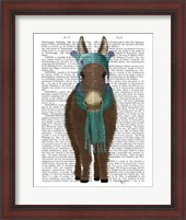 Framed Donkey Blue Hat and Scarf Book Print