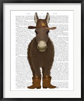 Framed Donkey Cowboy Book Print