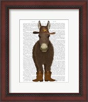 Framed Donkey Cowboy Book Print