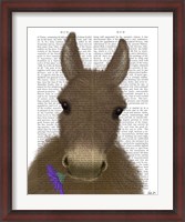 Framed Donkey Purple Flower Book Print