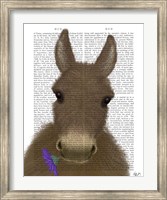 Framed Donkey Purple Flower Book Print