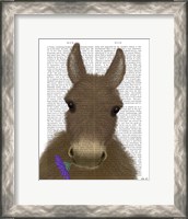 Framed Donkey Purple Flower Book Print