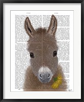 Framed Donkey Yellow Flower Book Print