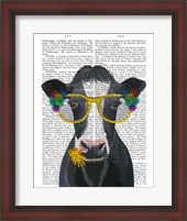 Framed Cow and Flower Glasses Book Print