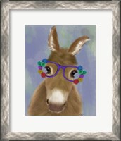 Framed Donkey Purple Flower Glasses