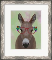 Framed Donkey Red Flower Glasses