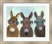 Framed Donkey Trio Flower Glasses